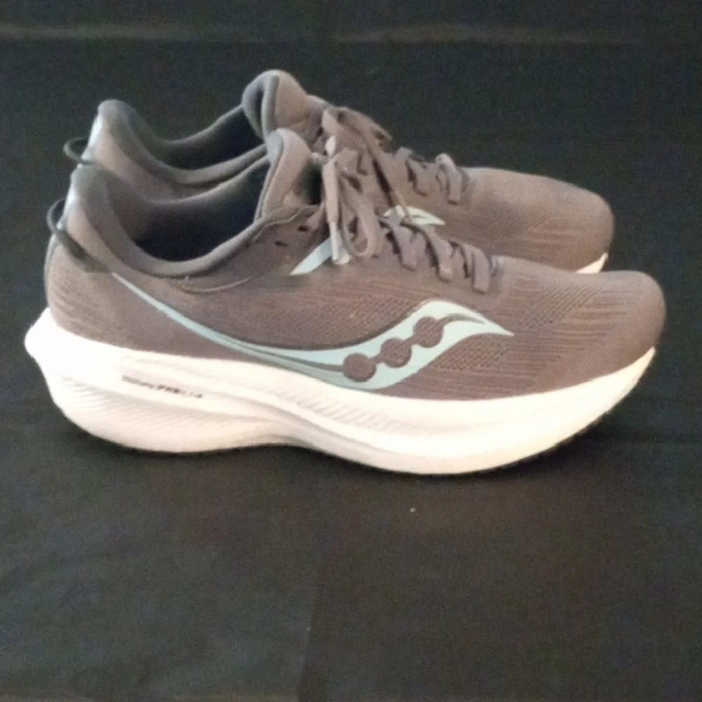 Saucony Triumph 21 Gravel Aqua Athletic Comfort Running Shoes - Picture 4 of 16